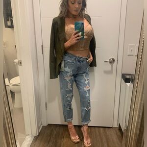 Ripped wide leg jeans